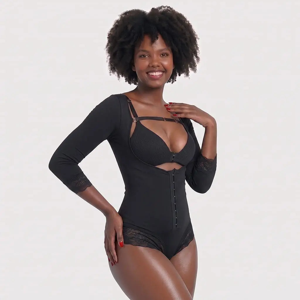 BODY FAJA STRAPPLE CON ENCAJE MANGA 3/4
